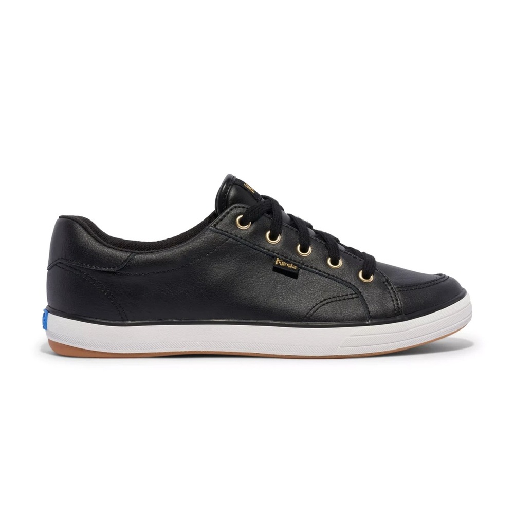 Keds Women’s WH66552 Lace Up Black Faux Leather Sneakers - New Condition